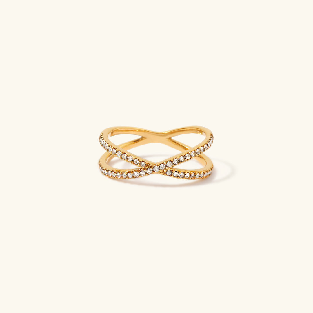 Ria Gold Diamond Cross Ring